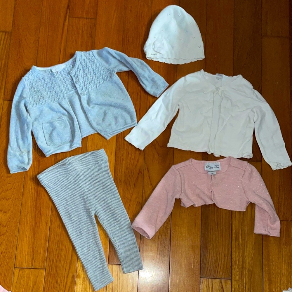 GAP knit legging beanie newbie cardigan little white company carter 12 18 mo